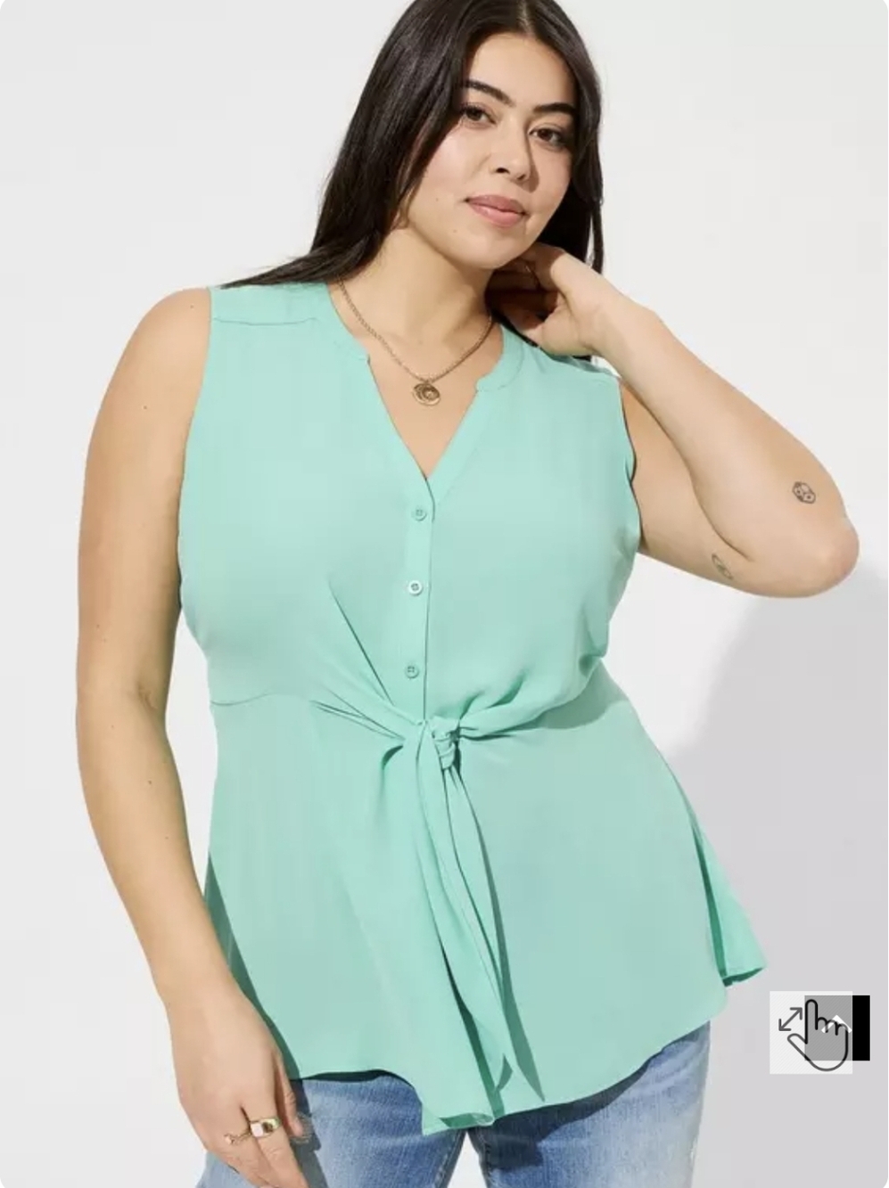 Torrid Teal Green Sleeveless Tie-Front Camisole,Size 3x